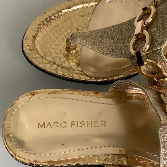 MARC FISHER GOLD SANDALS SIZE 7‎ - Picture 9 of 12